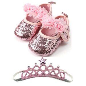 NWT Myggpp 2pc Glittery Soft Shoes and Headband